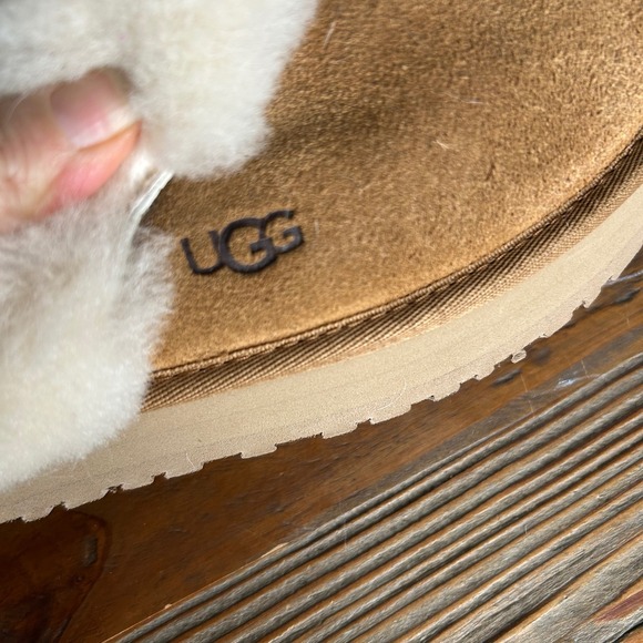 UGG Women's Disquette chestnut Suede Platform Slide Slippers slip on - Picture 4 of 12